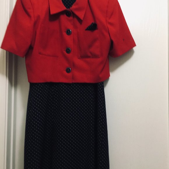Polka dot with red jacket dress for Memorial Day. - Picture 2 of 5